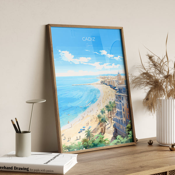 Cadiz Travel Print Wall Art, Travel Poster of Cadiz , Spain, CadizArt Gift, Spanish Coast Art