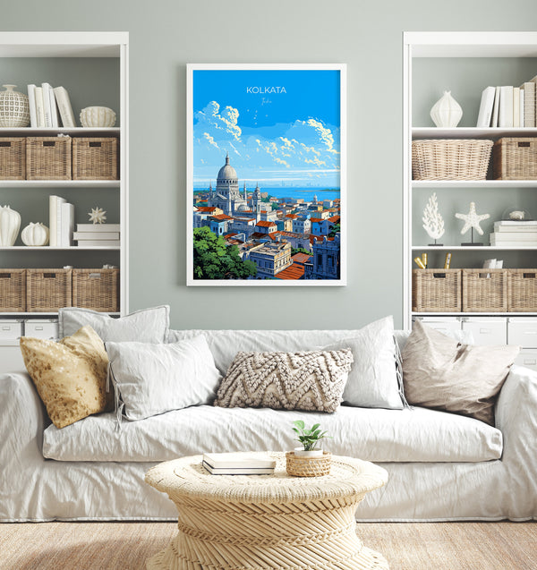 Kolkata Travel Print Wall Art, Travel Poster of Kolkata, India, Kolkata Art Gift, India Wall Art Print Gift