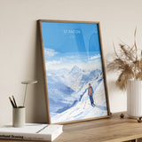 St Anton Wall Art Travel Poster, Travel Print of St Anton, Ski Poster, St Anton Art Lovers Gift, Austria Ski Art Travel Gift NQ Media Designs