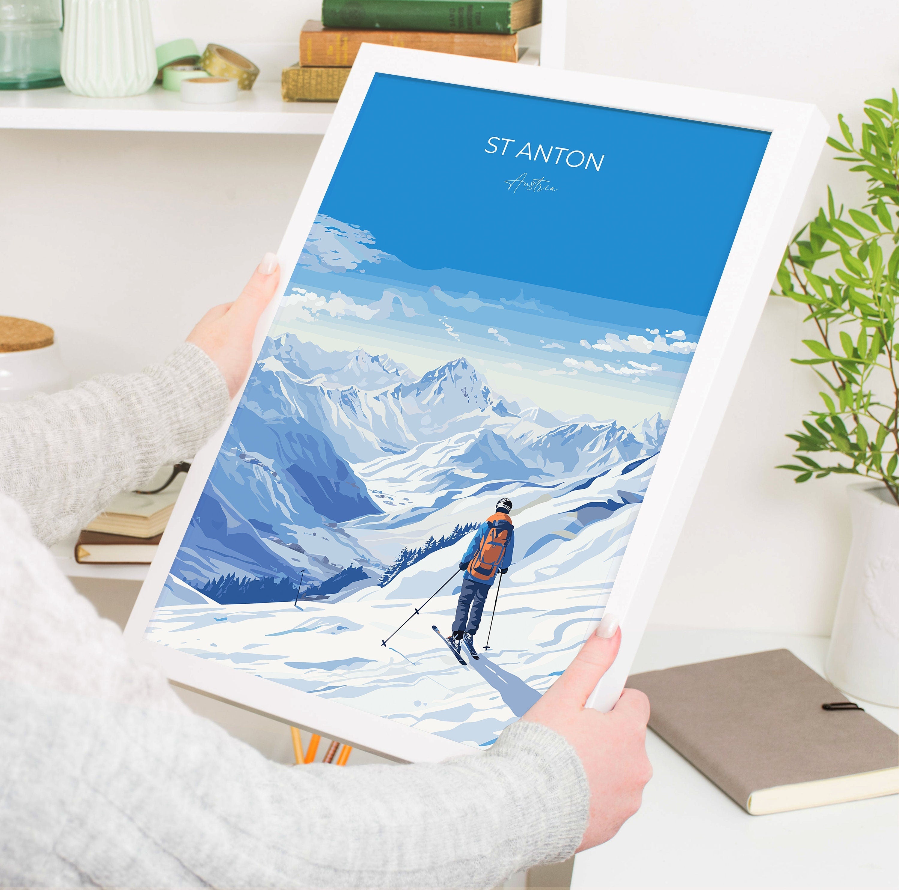 St Anton Wall Art Travel Poster, Travel Print of St Anton, Ski Poster, St Anton Art Lovers Gift, Austria Ski Art Travel Gift NQ Media Designs