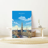 Brussels Wall Art Travel Poster, Travel Print of Brussels, Belgium Poster, Brussels Art Gift, Belgian Art Lovers Travel Gift NQ Media Designs