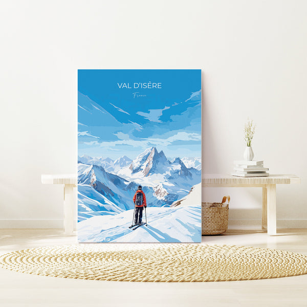Val d'isere Wall Art Travel Poster, Travel Print of Val d'isere, Ski Poster, Val d'isere Art Gift, French Ski Art lovers Travel Gift