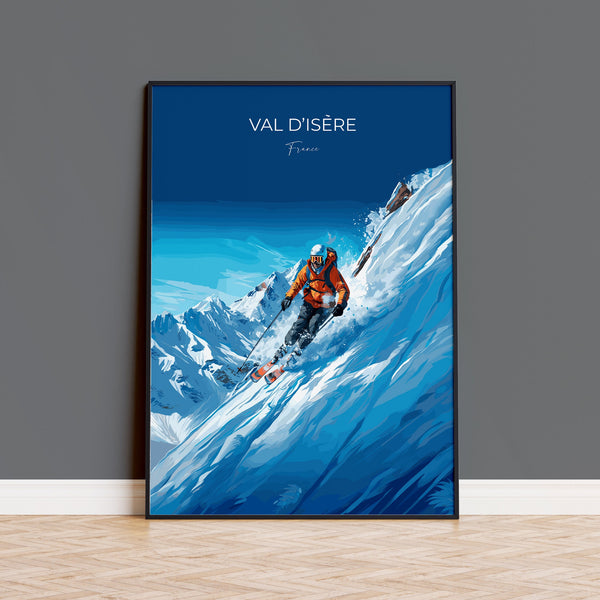 Val d'isere Wall Art Travel Print, Travel Poster of Val d'isere, Ski Poster, Val d'isere Art Gift, French Ski Art lovers Travel Gift