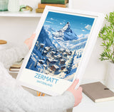 Zermatt Wall Art Travel Poster, Travel Print of Zermatt, Ski Poster, Zermatt Art Gift, Austria Ski Art Travel Lovers Gift NQ Media Designs
