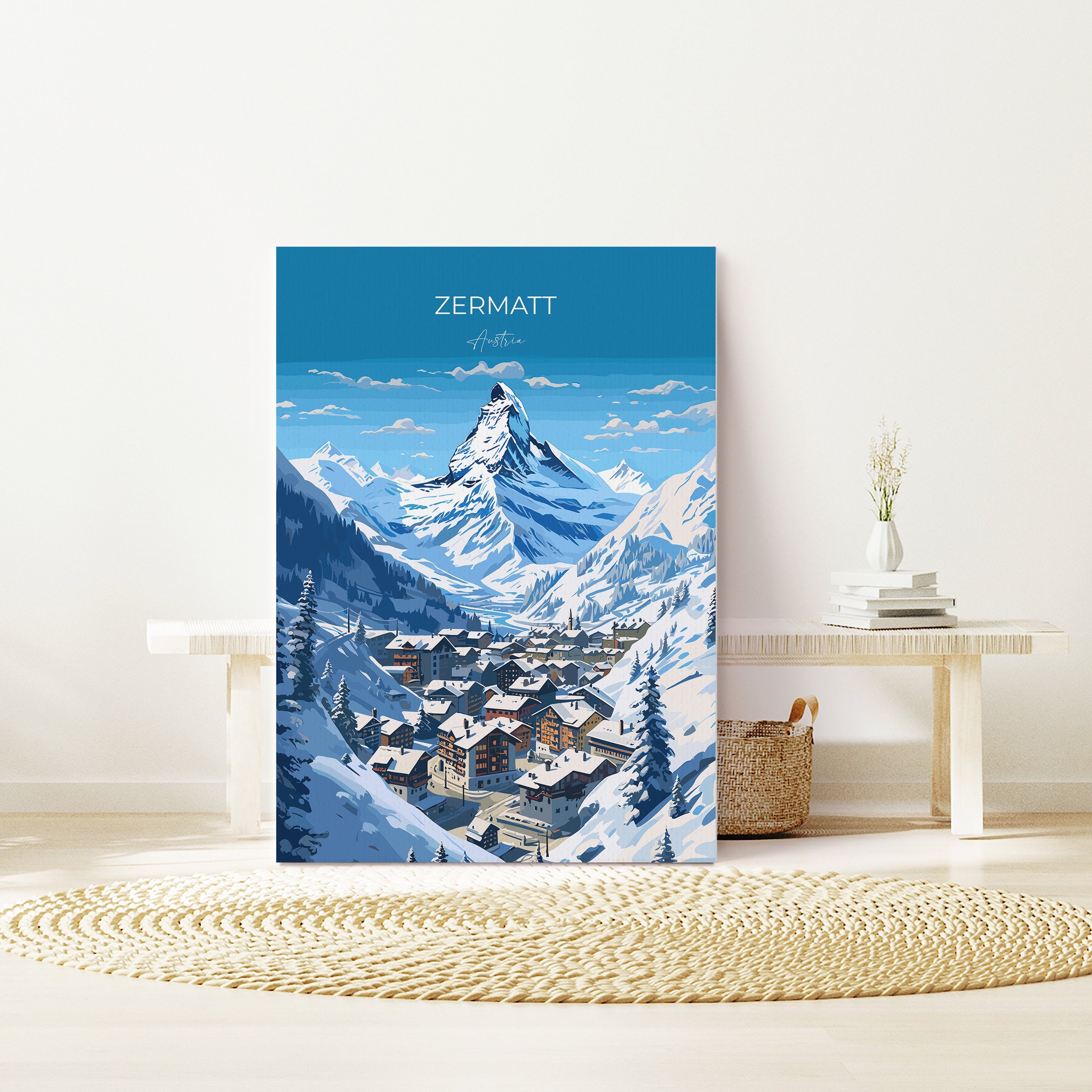 Zermatt Wall Art Travel Print, Travel Poster of Zermatt, Ski Poster, Zermatt Art Gift, Austria Ski Art Travel Lovers Gift NQ Media Designs