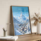 Zermatt Wall Art Travel Print, Travel Poster of Zermatt, Ski Poster, Zermatt Art Gift, Austria Ski Art Travel Lovers Gift NQ Media Designs