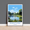 Regent's Park Travel Poster Wall Art, Travel Print of Regent's Park, London Poster, Regent's Park Gift, Regent's Park Art Lovers Gift