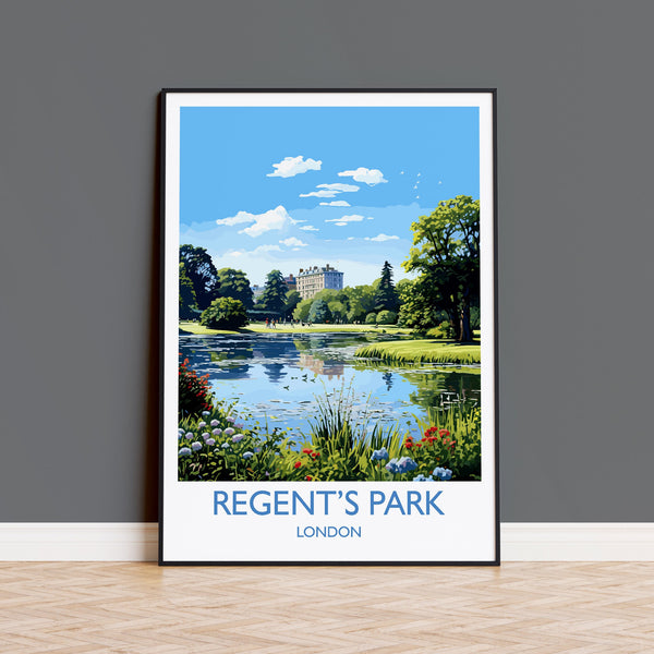 Regent's Park Travel Poster Wall Art, Travel Print of Regent's Park, London Poster, Regent's Park Gift, Regent's Park Art Lovers Gift