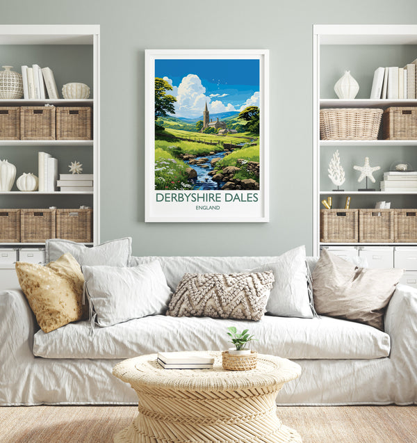 Derbyshire Dales Travel Print Wall Art, Travel Poster of Derbyshire Dales,England, Derbyshire Dales Art Lovers Gift, English Countryside