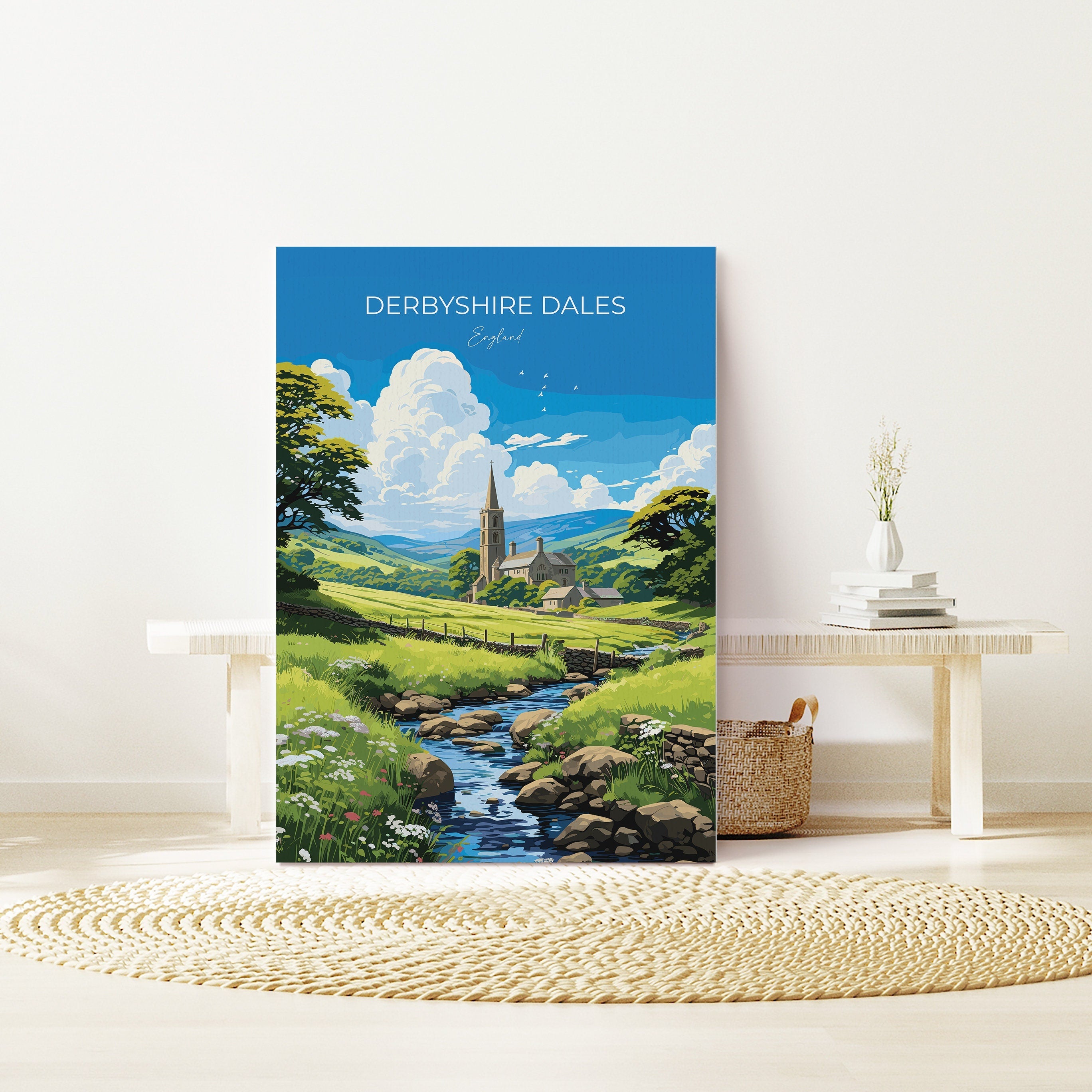 Derbyshire Dales Travel Print Wall Art, Travel Poster of Derbyshire Dales, England, Derbyshire Dales Art Lovers Gift, English Countryside NQ Media Designs