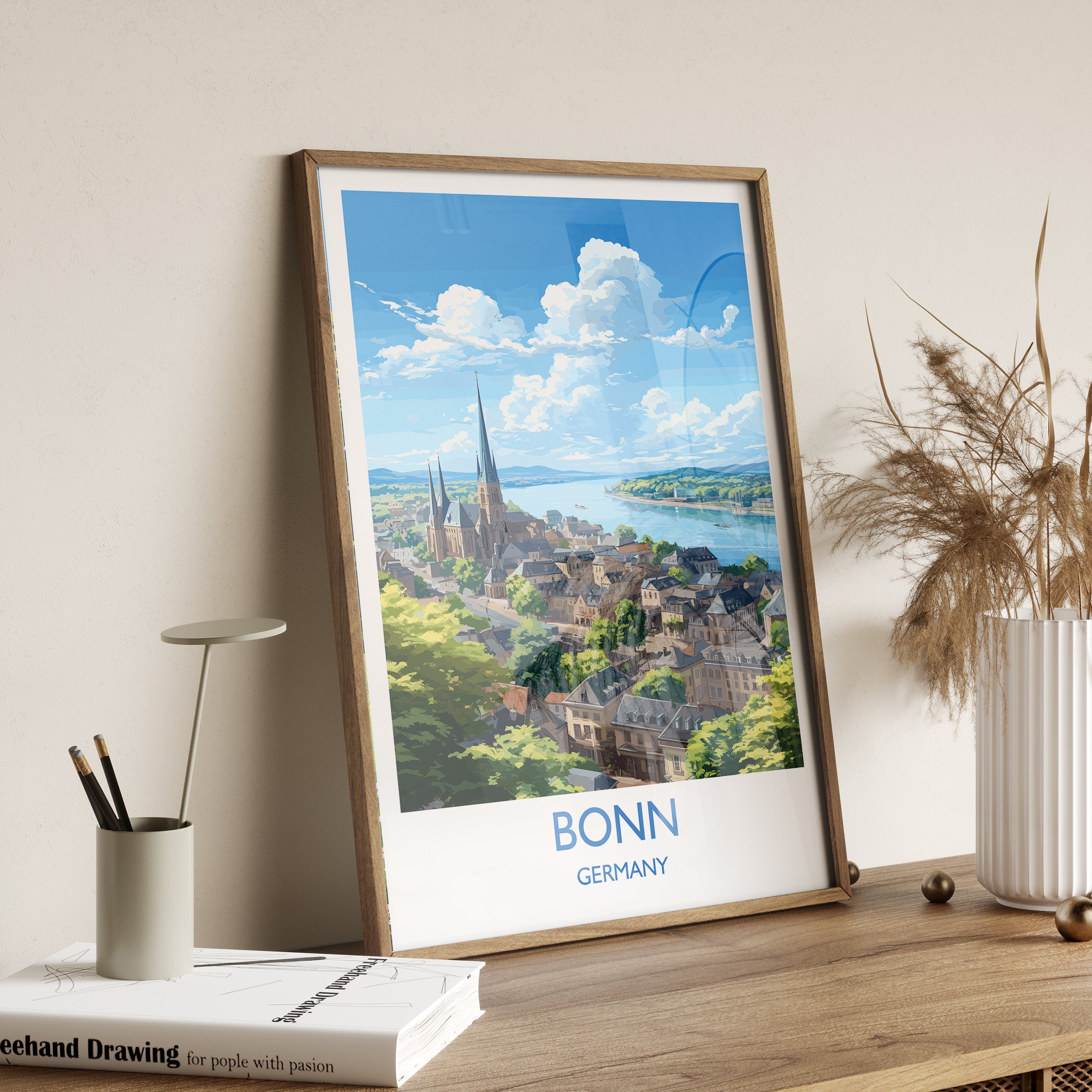 Bonn Travel Poster Wall Art, Travel Print of Bonn, Bonn Gift Art, Germany Wall Art Lover Gift NQ Media Designs