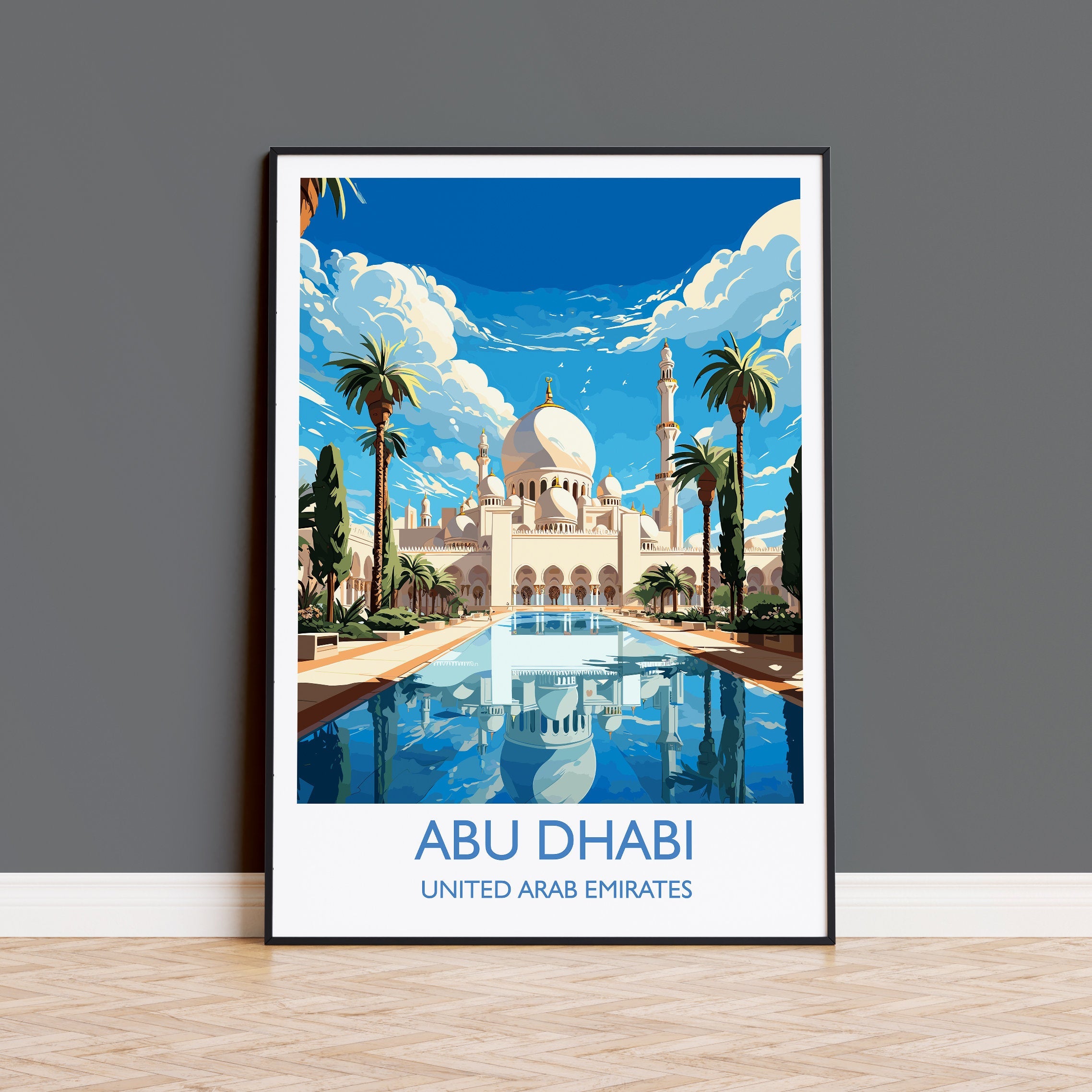 Abu Dhabi Travel Poster Wall Art, Travel Print of Abu Dhabi , United Arab Emirates, Abu Dhabi Art Gift, Wall Art Travel Gift NQ Media Designs