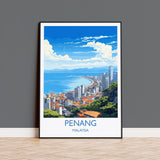 Penang Travel Poster Wall Art, Travel Print of Penang, Malaysia, Penang Art Gift, Wall Art Travel Gift NQ Media Designs