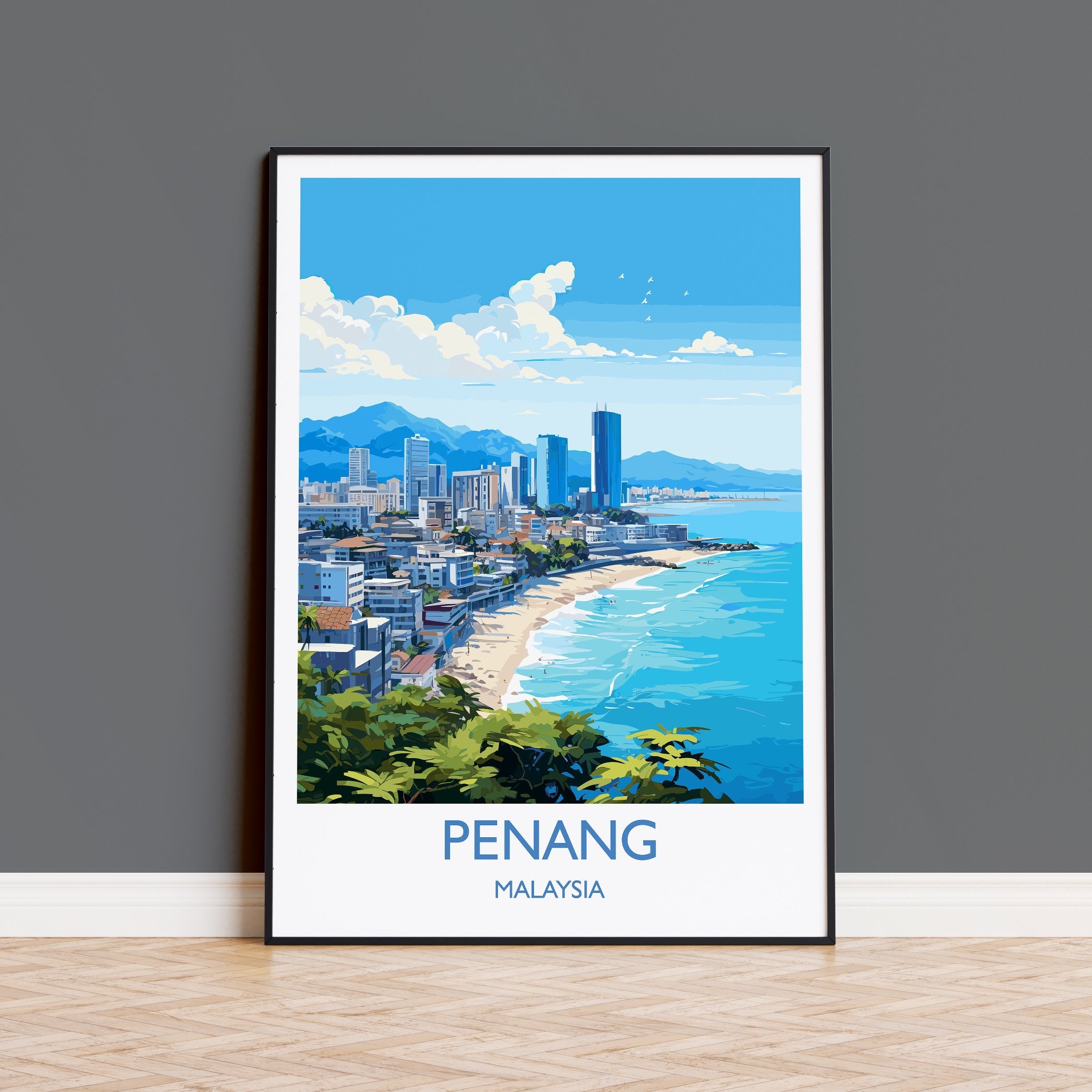 Penang Travel Print Wall Art, Travel Poster of Penang, Malaysia, Penang Art Gift, Wall Art Travel Gift NQ Media Designs