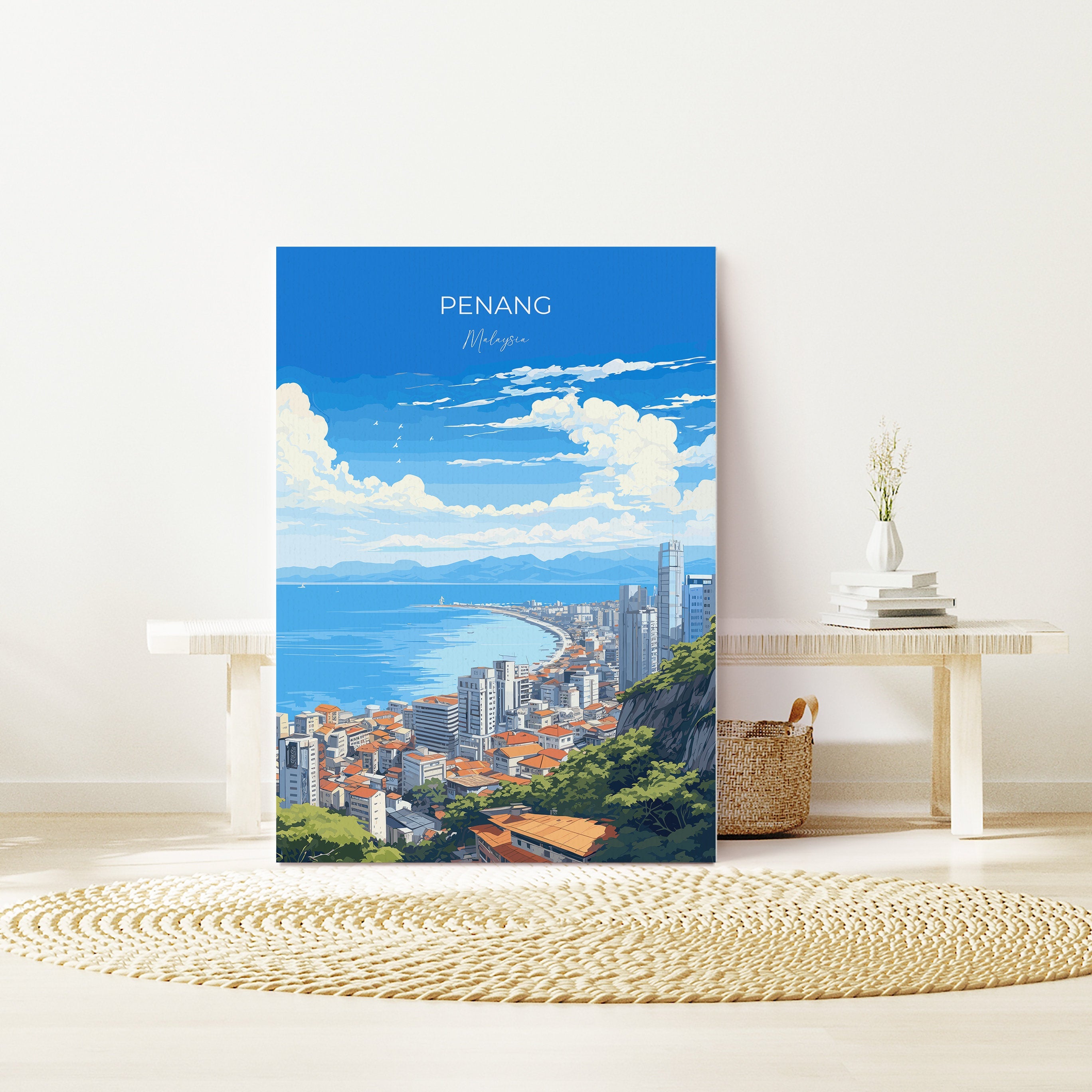 Penang Travel Poster Wall Art, Travel Print of Penang, Malaysia, Penang Art Gift, Wall Art Travel Gift NQ Media Designs
