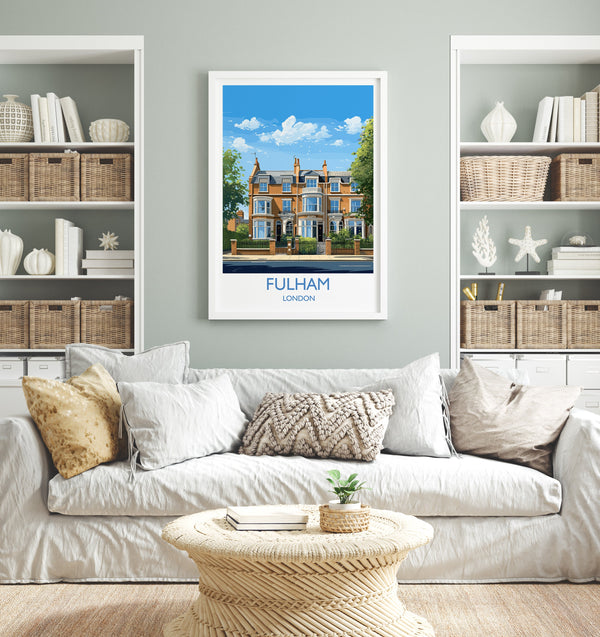 Fulham Travel Poster Wall Art, Travel Print of Fulham, London Poster, Fulham Art Gift, London Art UK Travel Gift