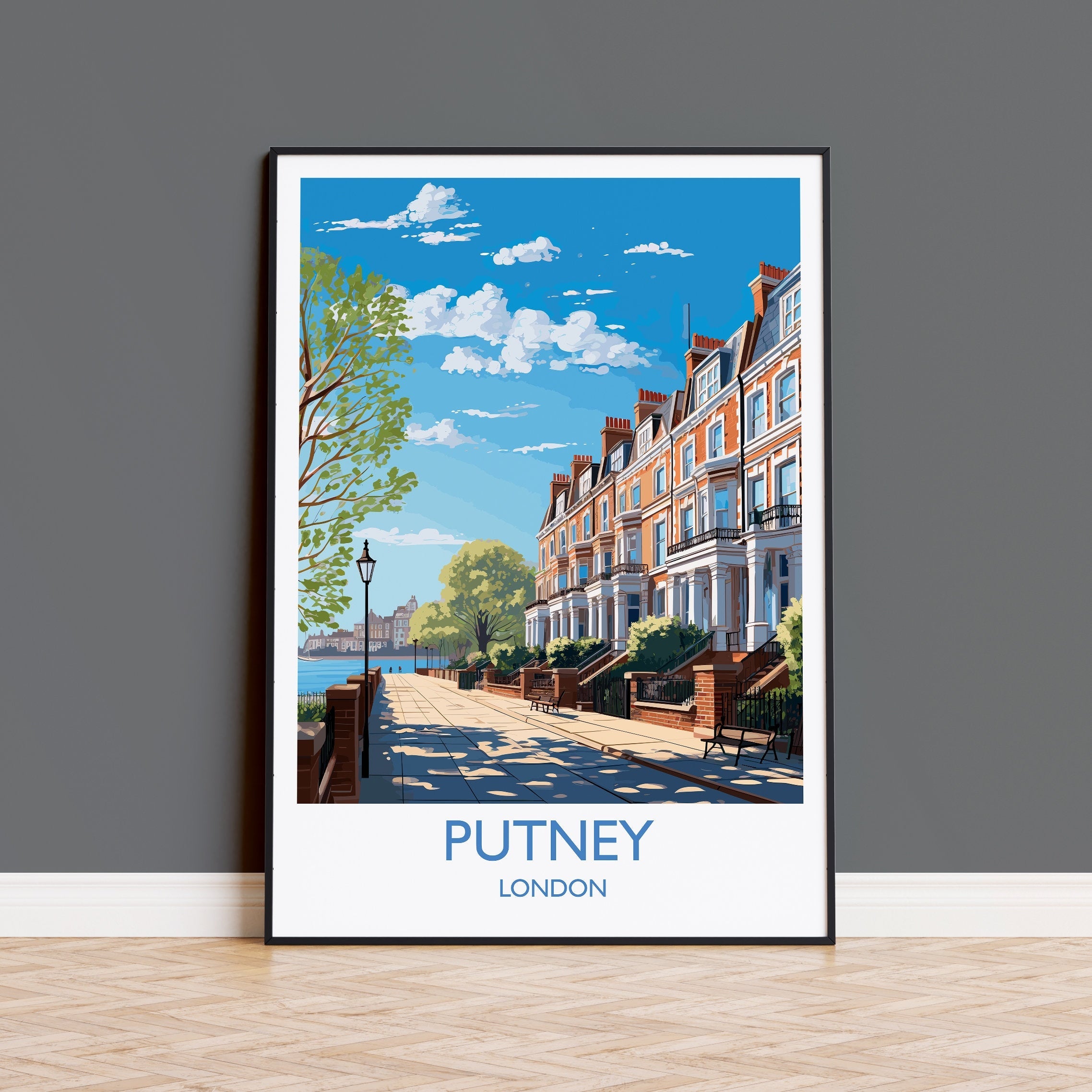 Putney Wall Art Travel Poster, Travel Print of Putney, London Poster, Putney Art Gift, London Art UK Travel Gift NQ Media Designs
