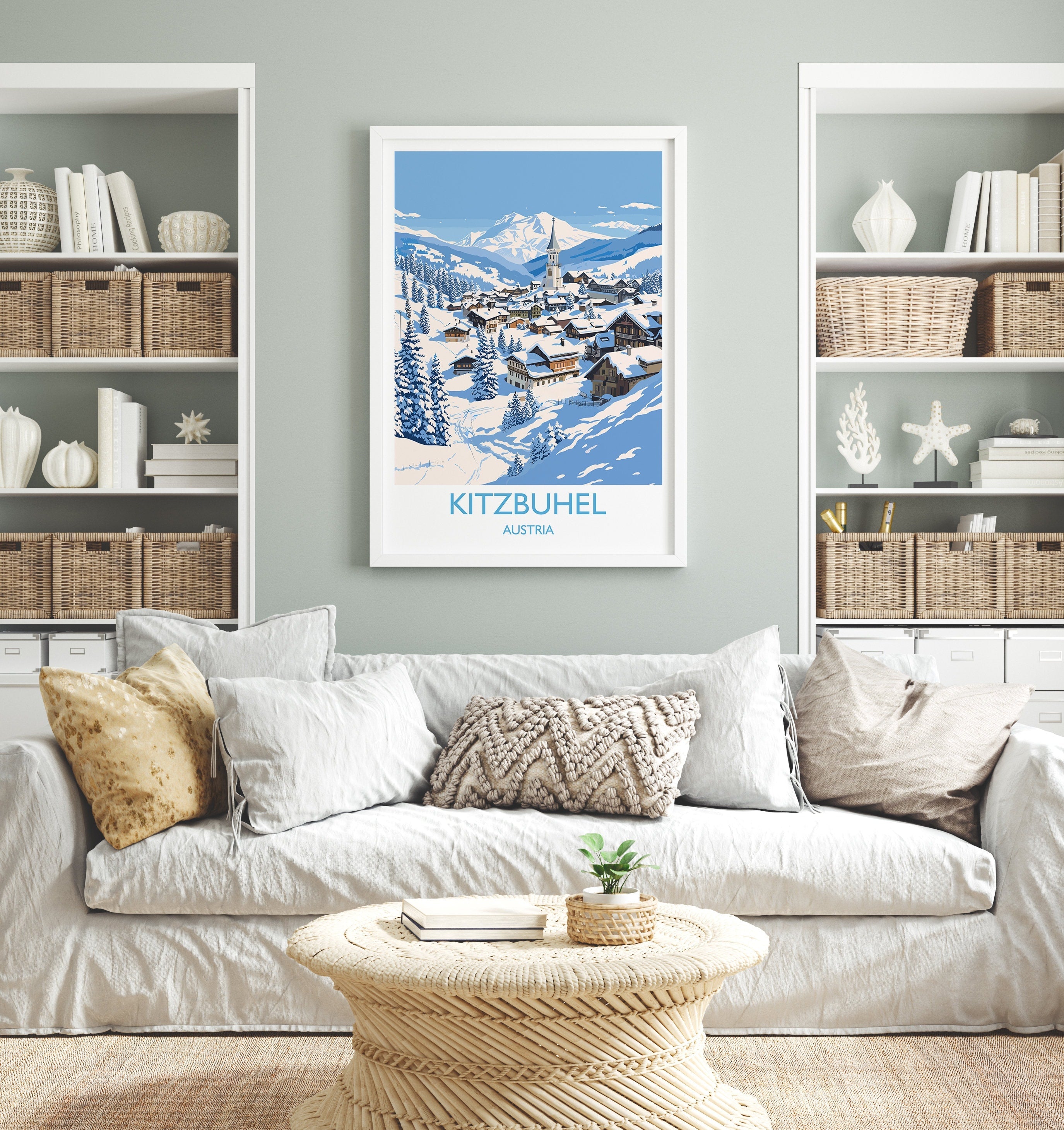 Kitzbuhel Wall Art Travel Poster, Travel Print of Kitzbuhel, Ski Poster, Kitzbuhel Art Gift, Austria Ski Art Travel Gift NQ Media Designs