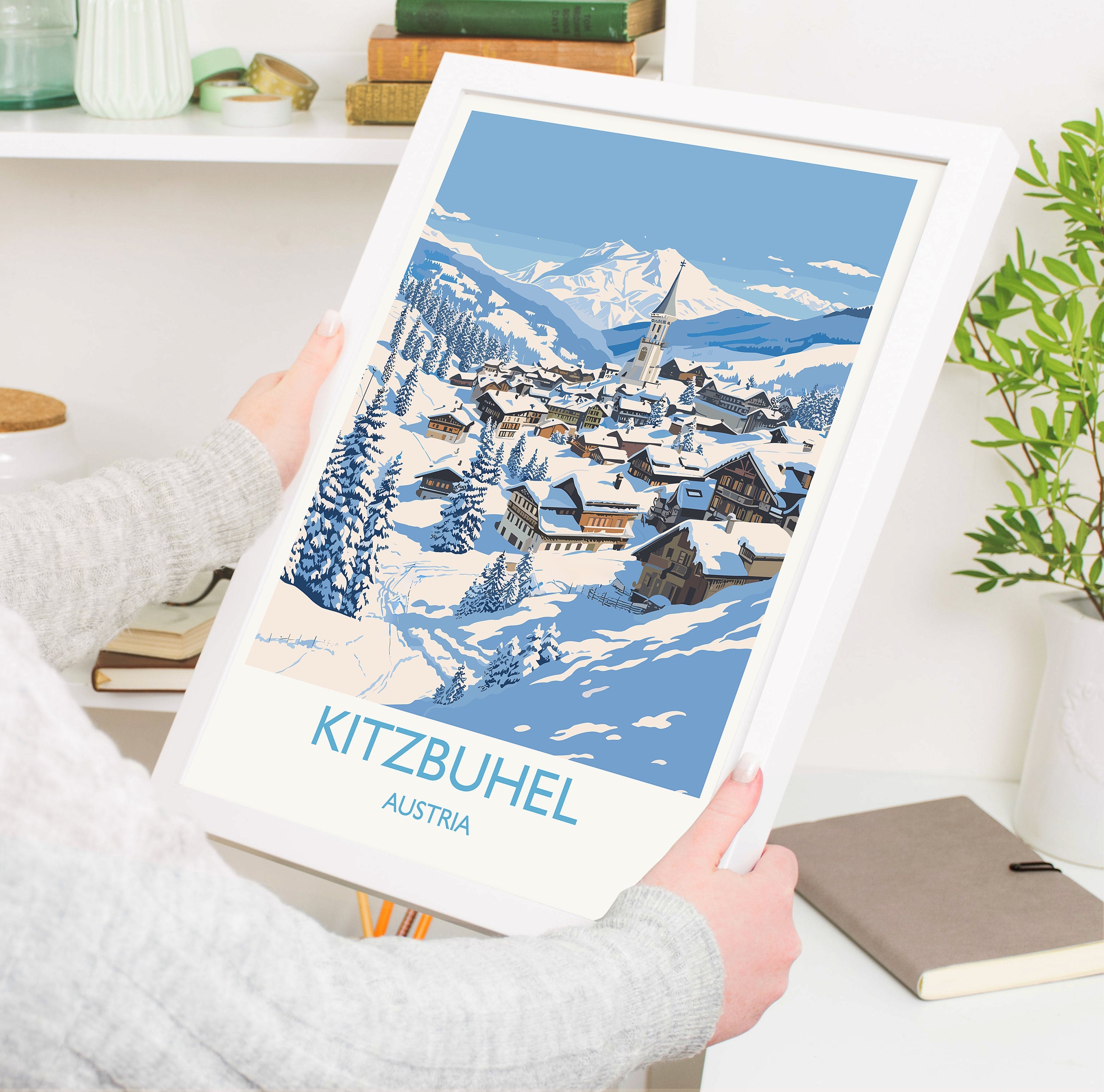 Kitzbuhel Wall Art Travel Poster, Travel Print of Kitzbuhel, Ski Poster, Kitzbuhel Art Gift, Austria Ski Art Travel Gift NQ Media Designs