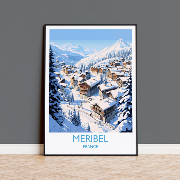 Meribel Wall Art Travel Poster, Travel Print of Meribel, Ski Poster, Meribel Art Gift, France Ski Art Travel Gift
