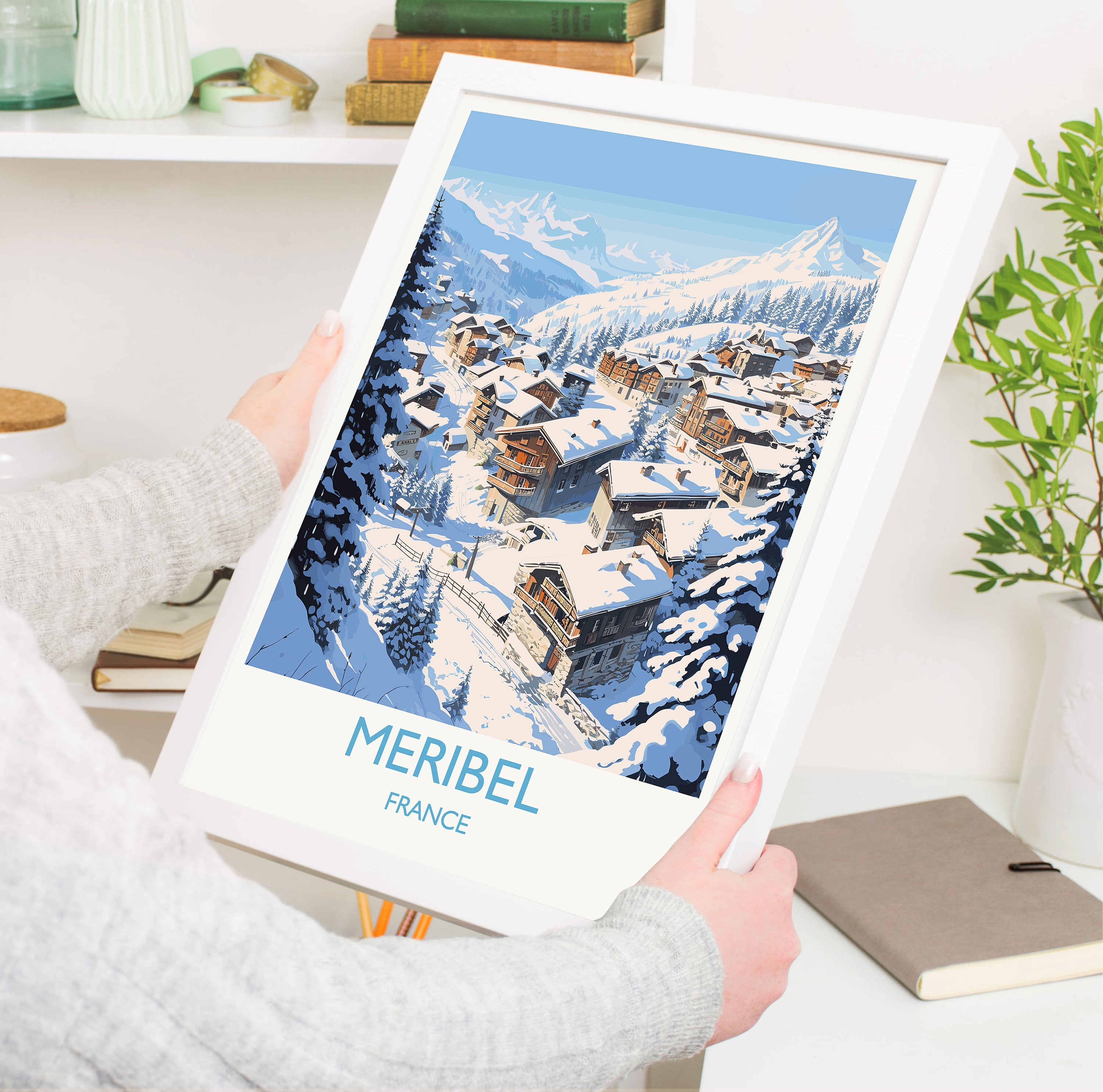 Meribel Wall Art Travel Poster, Travel Print of Meribel, Ski Poster, Meribel Art Gift, France Ski Art Travel Gift NQ Media Designs