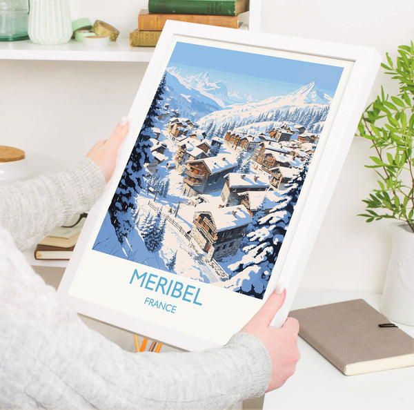 Meribel Wall Art Travel Poster, Travel Print of Meribel, Ski Poster, Meribel Art Gift, France Ski Art Travel Gift