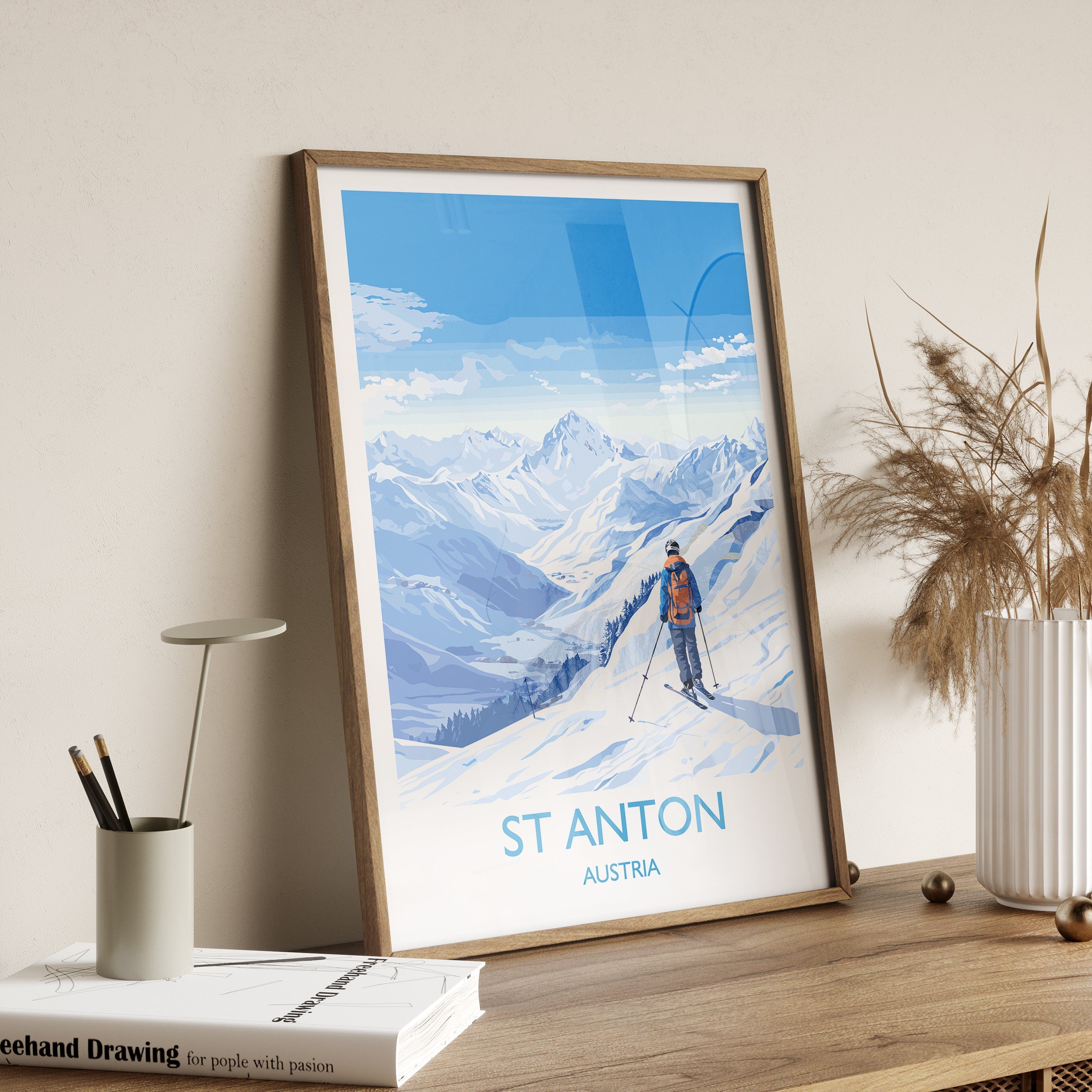 St Anton Wall Art Travel Poster, Travel Print of St Anton, Ski Poster, St Anton Art Gift, Austria Ski Art Travel Gift NQ Media Designs