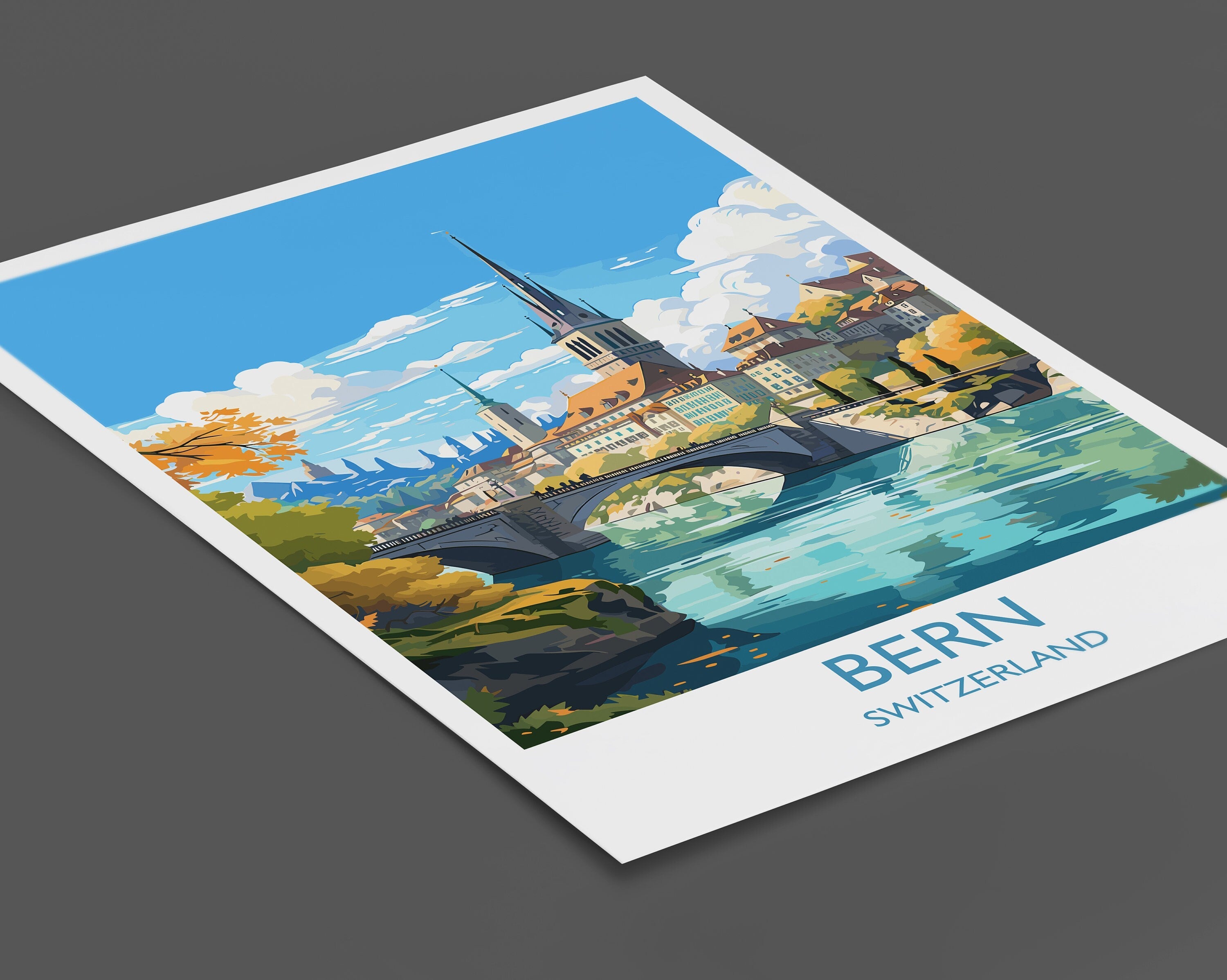 Bern Wall Art Travel Poster, Travel Print of Bern, Swiss Poster, Bern Art Gift, Switzerland Art Travel Gift NQ Media Designs