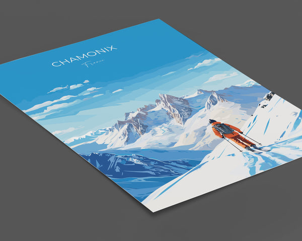 Chamonix Wall Art Travel Print, Travel Poster of Chamonix, Ski Poster, Chamonix Art Gift, France Ski Art Travel Gift