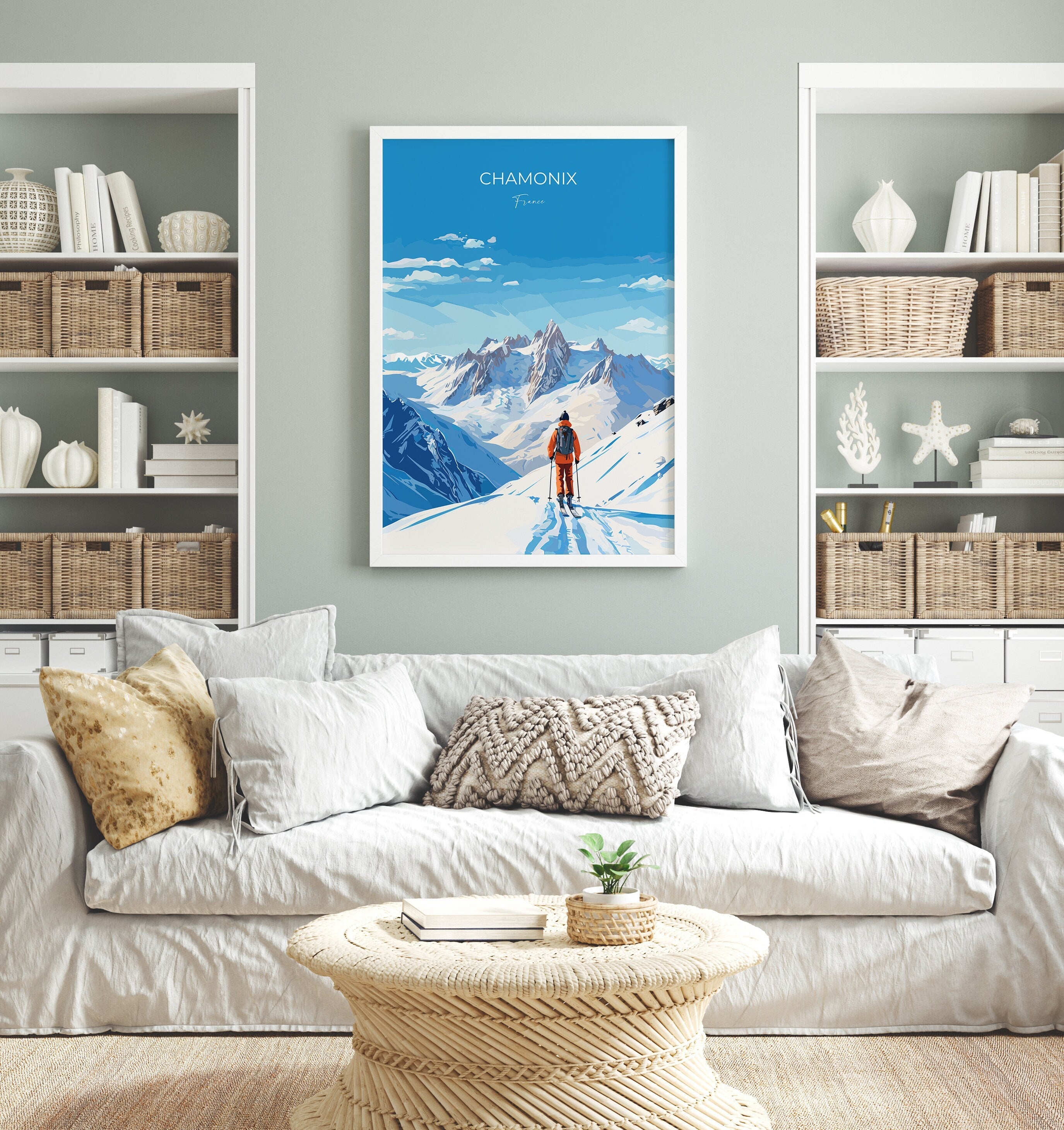 Chamonix Wall Art Travel Print, Travel Poster of Chamonix, Ski Poster, Chamonix Art Gift, France Ski Art Travel Gift NQ Media Designs
