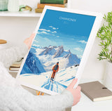 Chamonix Wall Art Travel Print, Travel Poster of Chamonix, Ski Poster, Chamonix Art Gift, France Ski Art Travel Gift NQ Media Designs