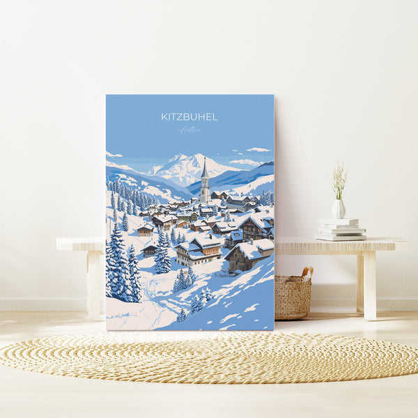 Kitzbuhel Wall Art Travel Print, Travel Poster of Kitzbuhel, Ski Poster, Kitzbuhel Art Gift, Austria Ski Art Travel Gift