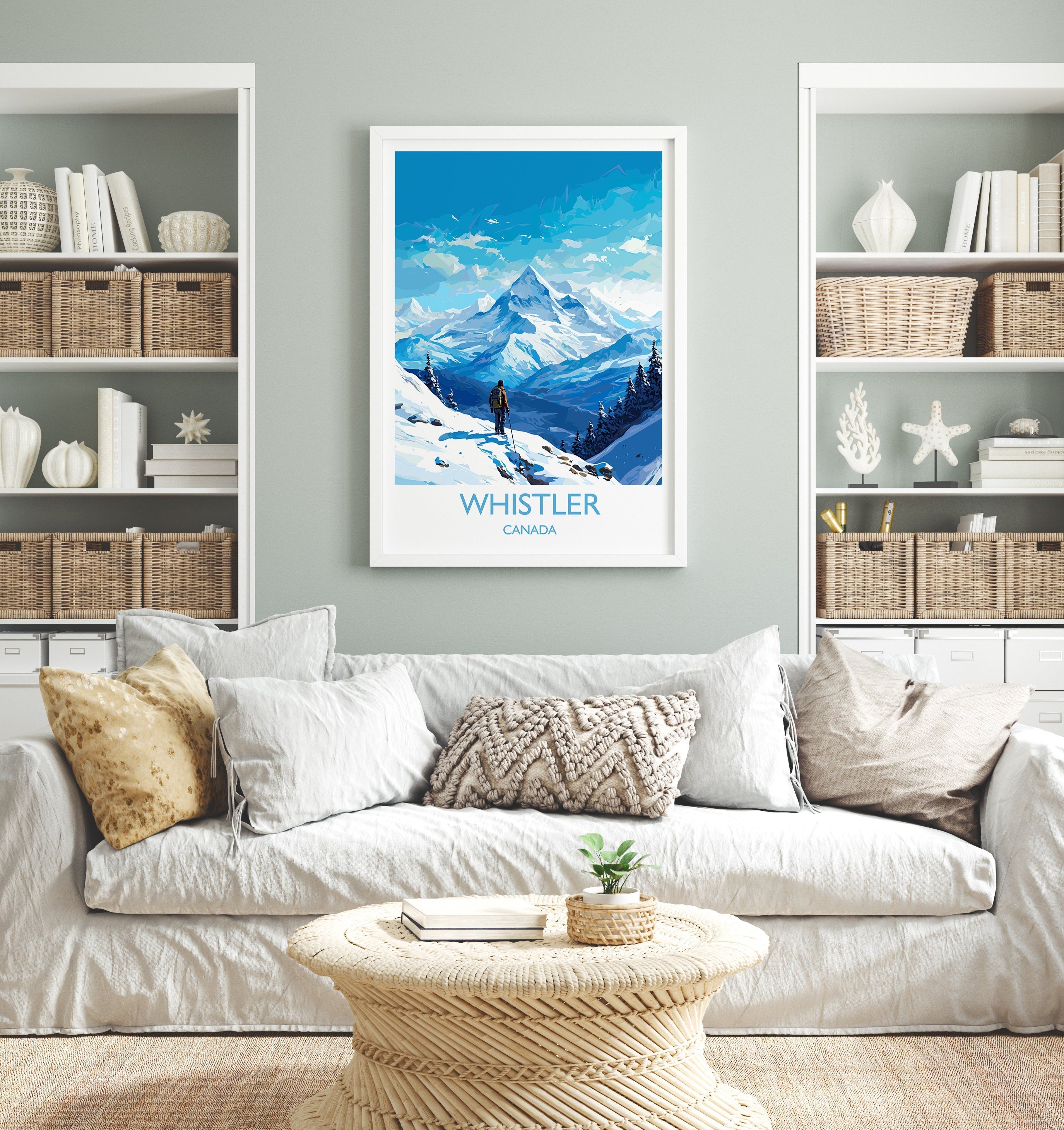Whistler Wall Art Travel Poster, Travel Print of Whistler, Ski Poster, Whistler Art Gift, Canada Ski Art Travel Gift NQ Media Designs