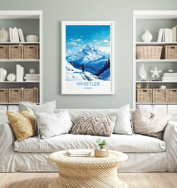 Whistler Wall Art Travel Poster, Travel Print of Whistler, Ski Poster, Whistler Art Gift, Canada Ski Art Travel Gift