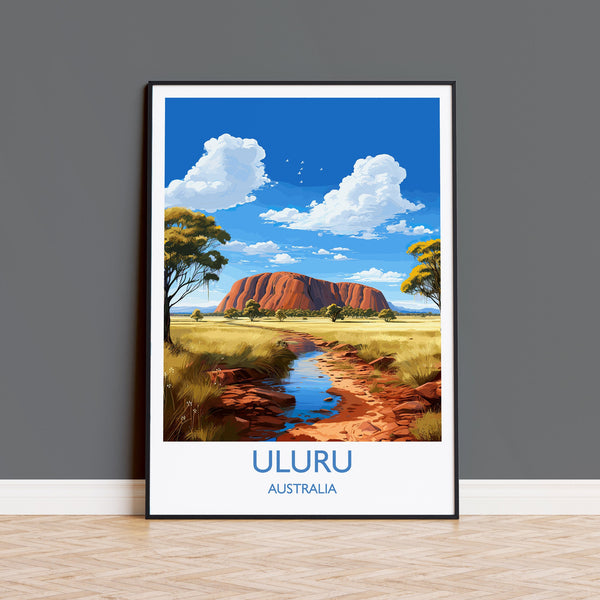 Uluru Wall Art Travel Poster, Travel Print of Uluru, Australia Poster, Uluru Art Gift, Ayres Rock Art Travel Gift