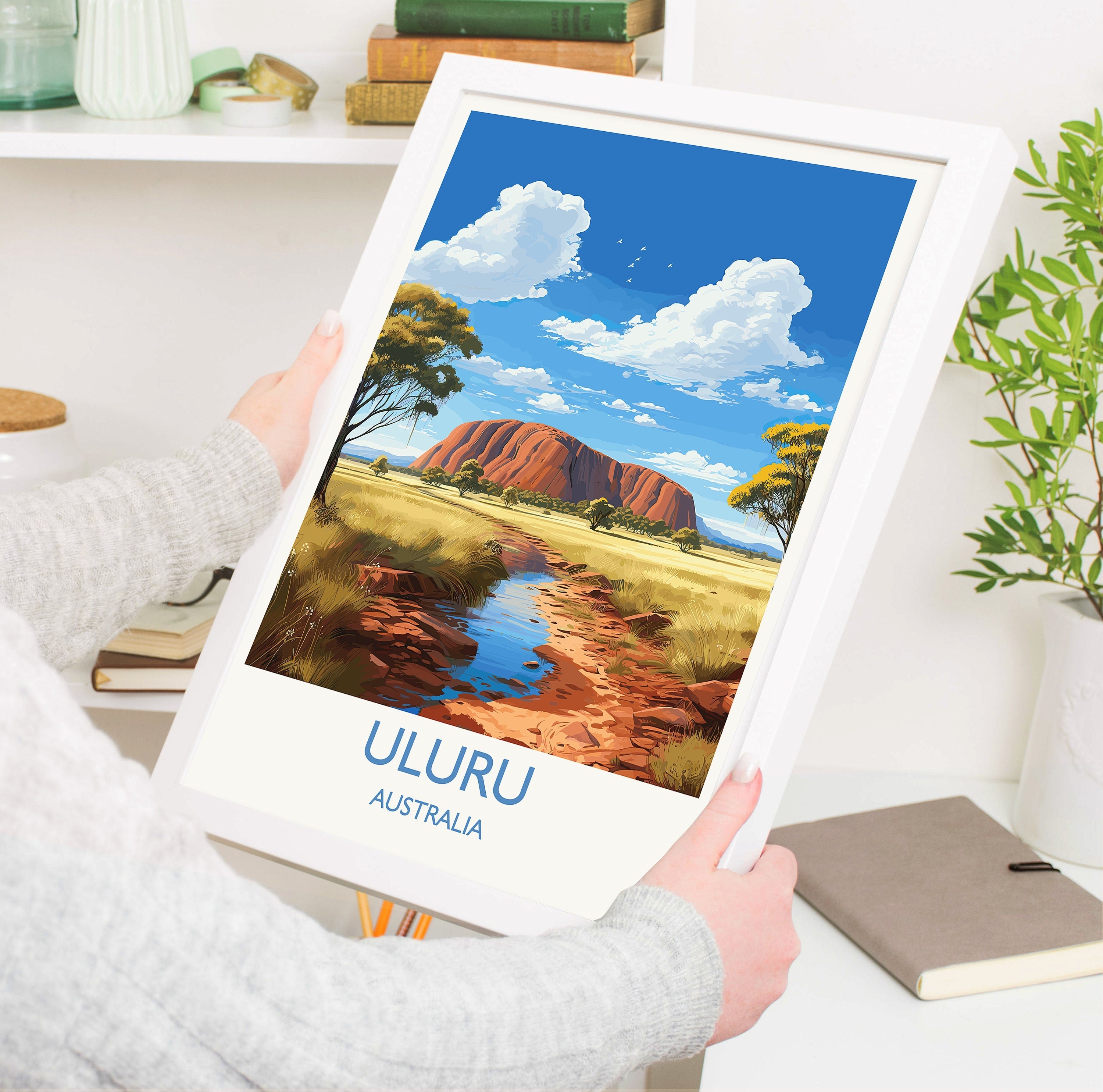 Uluru Wall Art Travel Poster, Travel Print of Uluru, Australia Poster, Uluru Art Gift, Ayres Rock Art Travel Gift NQ Media Designs