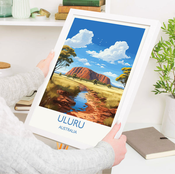 Uluru Wall Art Travel Poster, Travel Print of Uluru, Australia Poster, Uluru Art Gift, Ayres Rock Art Travel Gift
