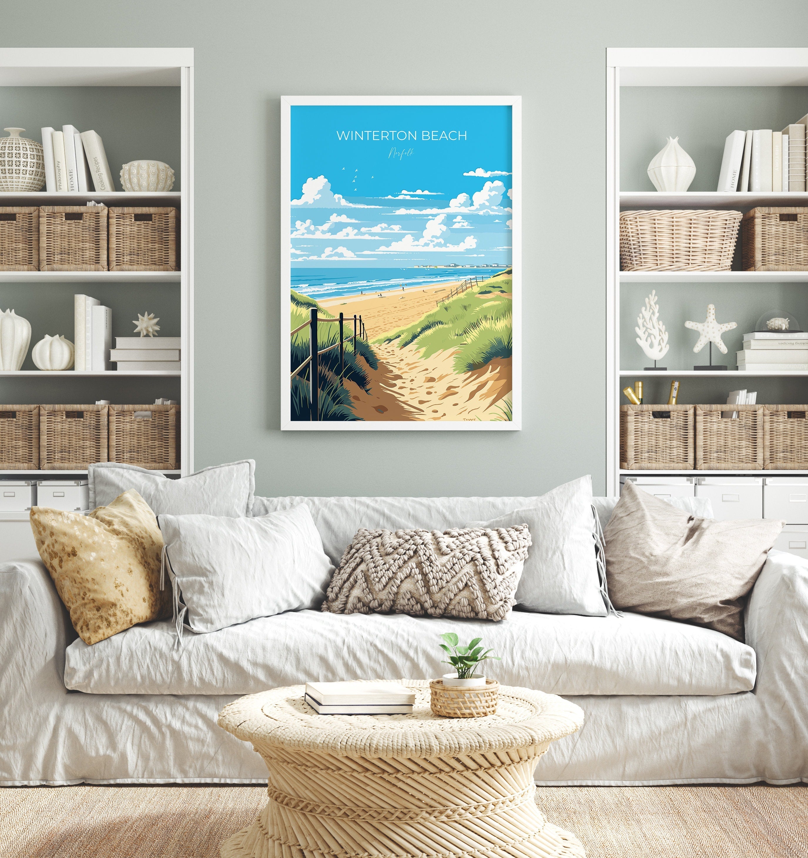 Winterton Beach Print Wall Art, Travel Poster of Winterton Beach, Norfolk, England, Winterton Beach Gift, Norfolk Art Gift, Wall Art Print NQ Media Designs