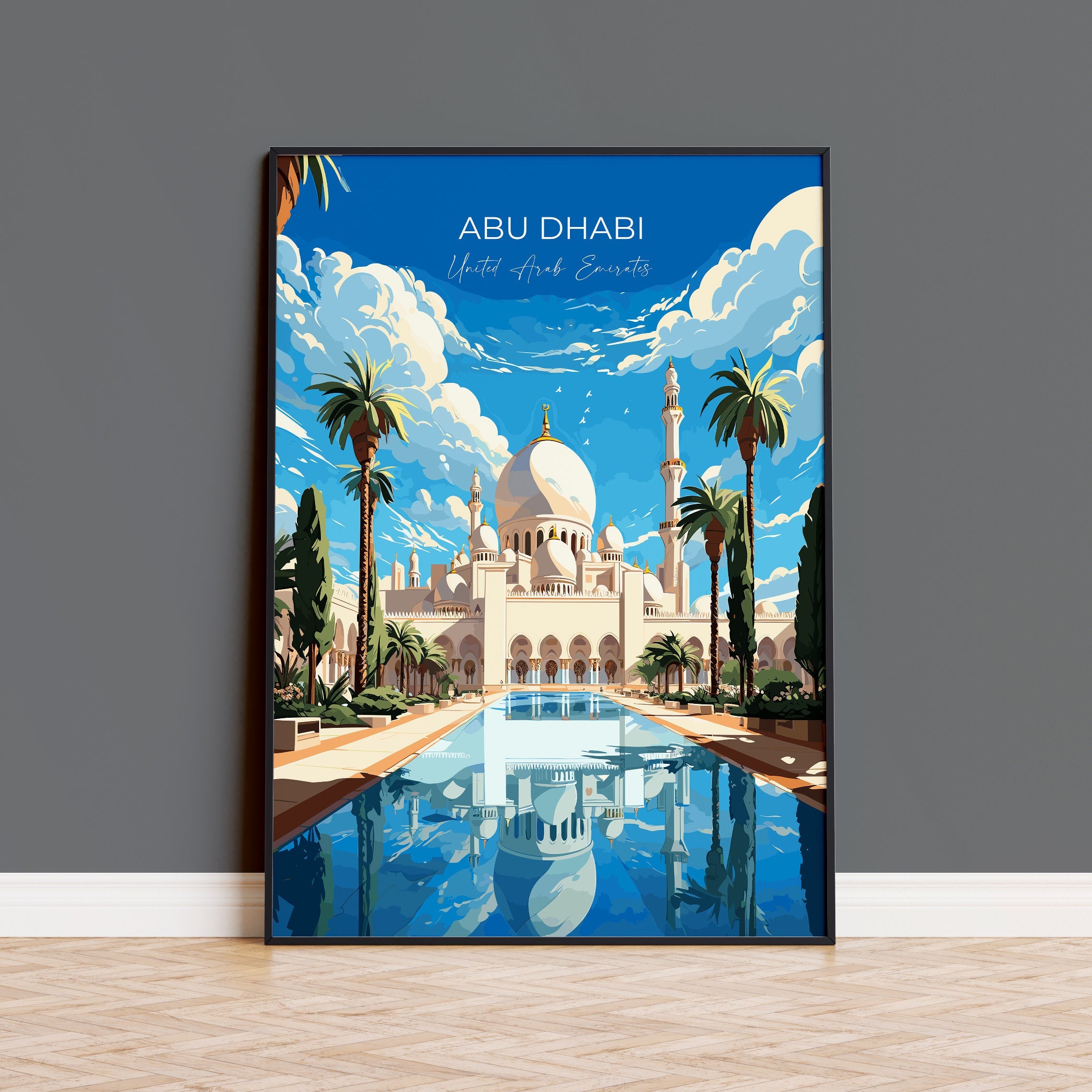 Abu Dhabi Travel Poster Wall Art, Travel Print of Abu Dhabi , United Arab Emirates, Abu DhabiArt Gift, Wall Art Travel Gift NQ Media Designs