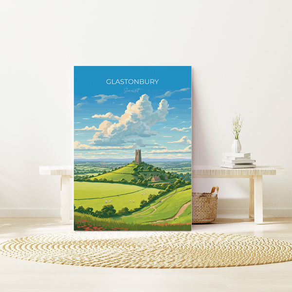 Glastonbury Travel Print Wall Art, Travel Poster of Glastonbury, Somerset, England, Glastonbury Gift Art, Somerset Gift, Wall Art Print