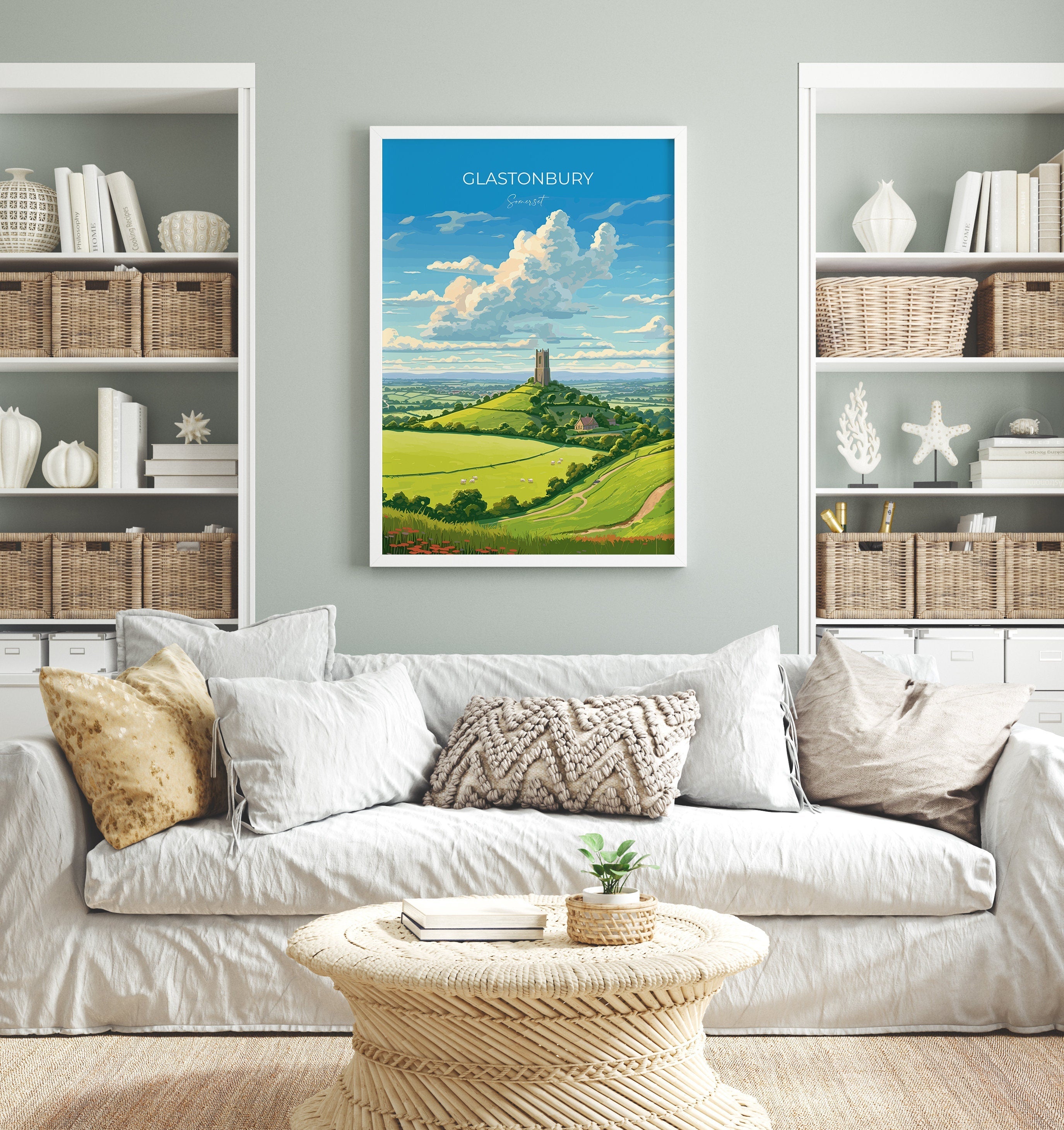 Glastonbury Travel Print Wall Art, Travel Poster of Glastonbury, Somerset, England, Glastonbury Gift Art, Somerset Gift, Wall Art Print NQ Media Designs