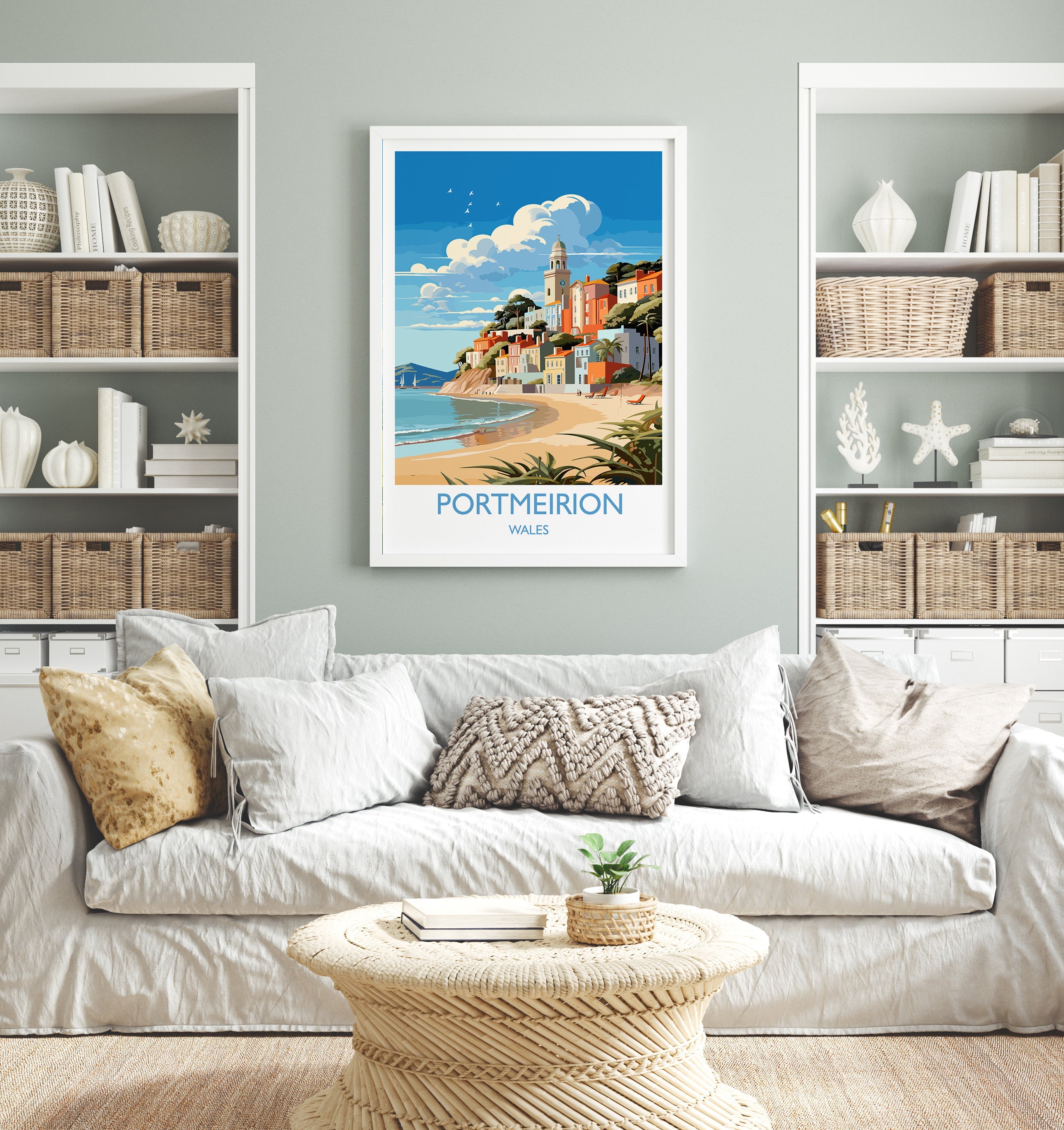Portmeirion Travel Print Wall Art, Portmeirion Travel Poster, Wales, Welsh Art, Portmeirion Gift, Wall Art Print NQ Media Designs