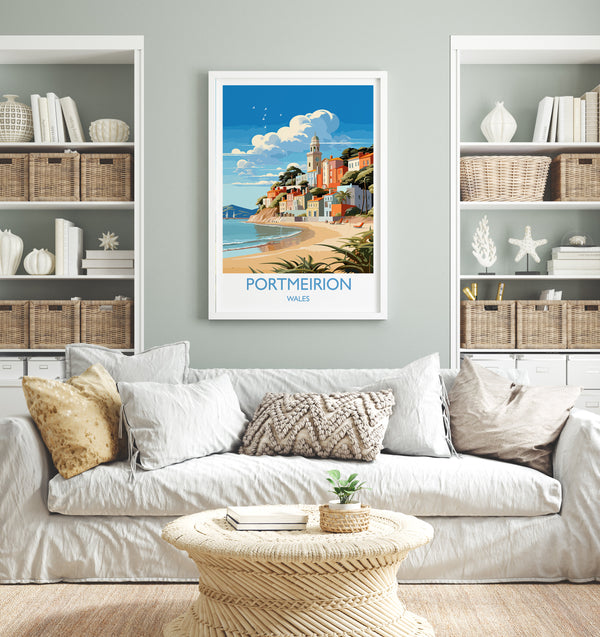 Portmeirion Travel Print Wall Art, Portmeirion Travel Poster, Wales, Welsh Art, Portmeirion Gift, Wall Art Print