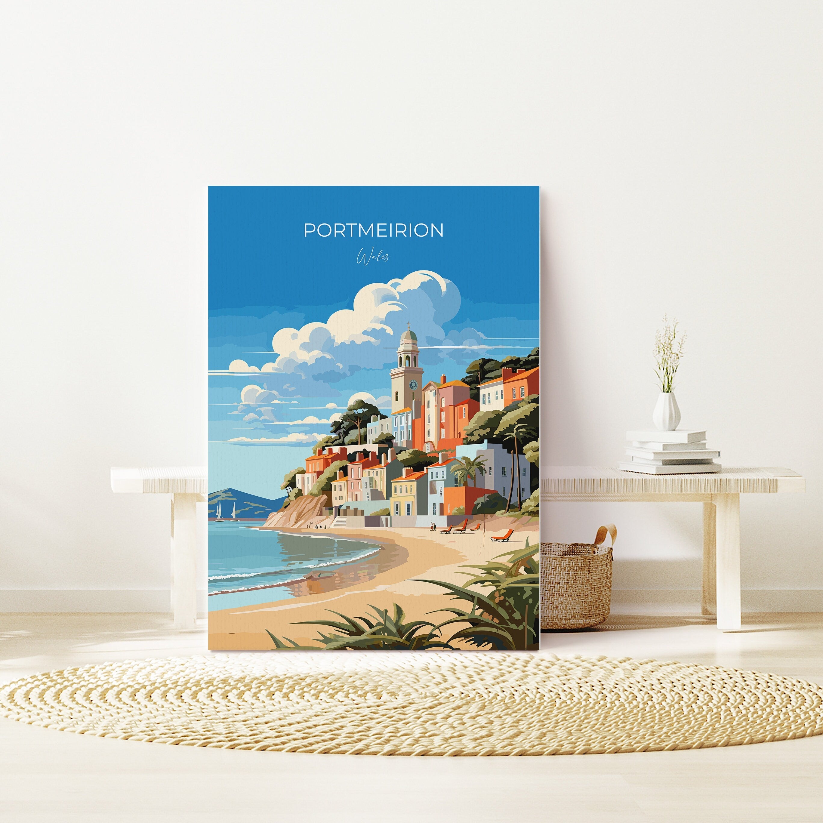 Portmeirion Travel Poster Wall Art, Portmeirion Travel Print, Wales, Welsh Art, Portmeirion Canvas Gift, Wall Art Print NQ Media Designs