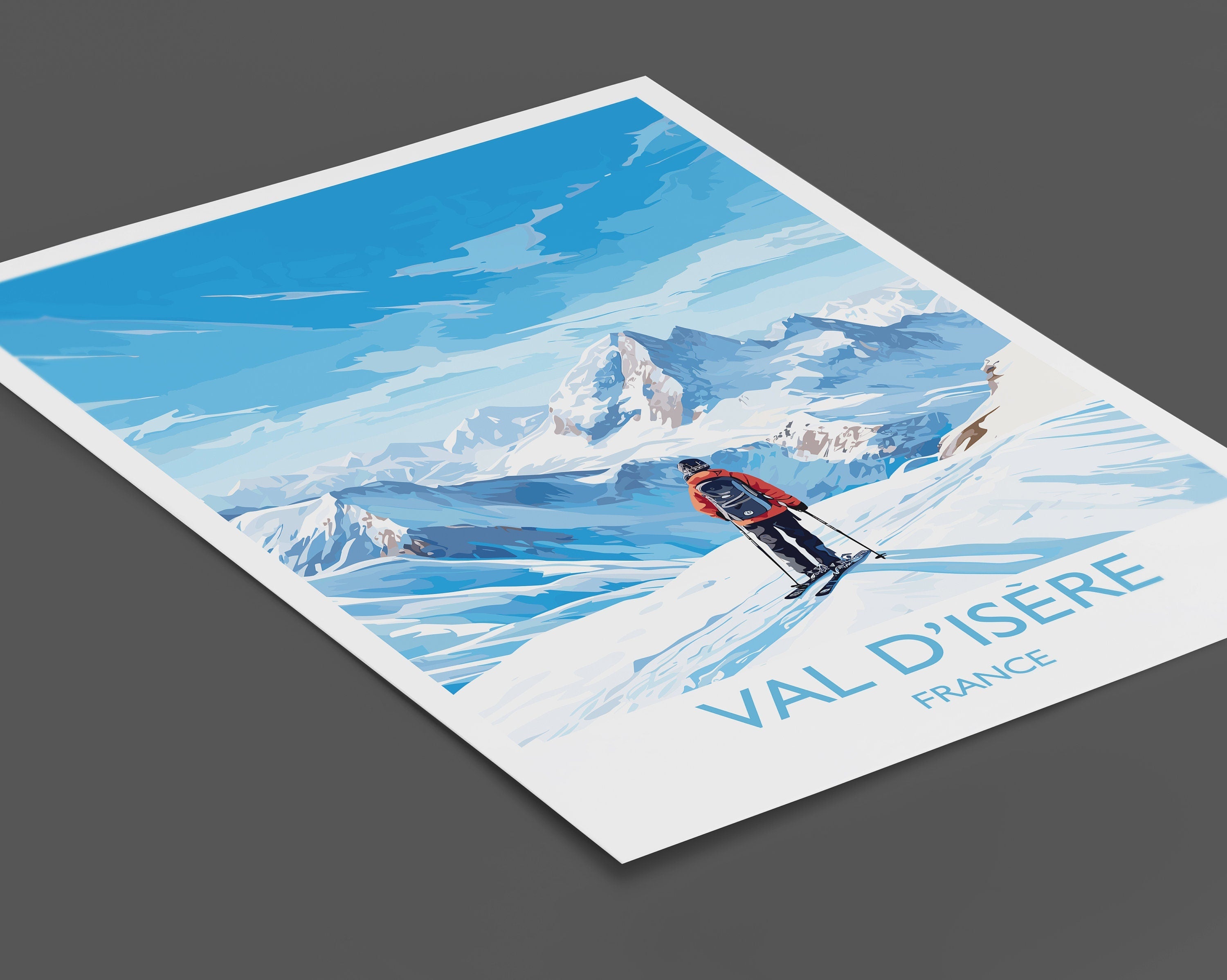 Val d'isere Wall Art Travel Poster, Travel Print of Val d'isere, Ski Poster, Val d'isere Art Gift, French Ski Art lover Travel Gift NQ Media Designs
