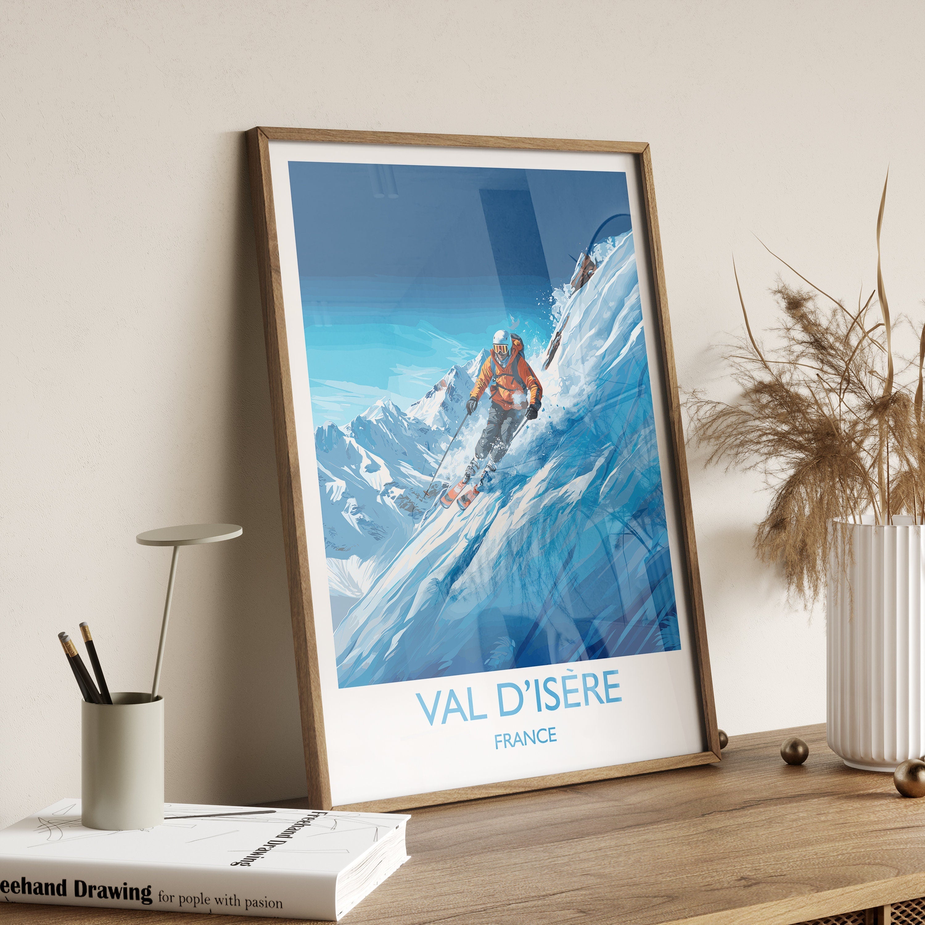 Val d'isere Travel Print Wall Art, Travel Poster of Val d'isere, Ski Poster, Val d'isere Art Gift, French Ski Art lover Travel Gift NQ Media Designs