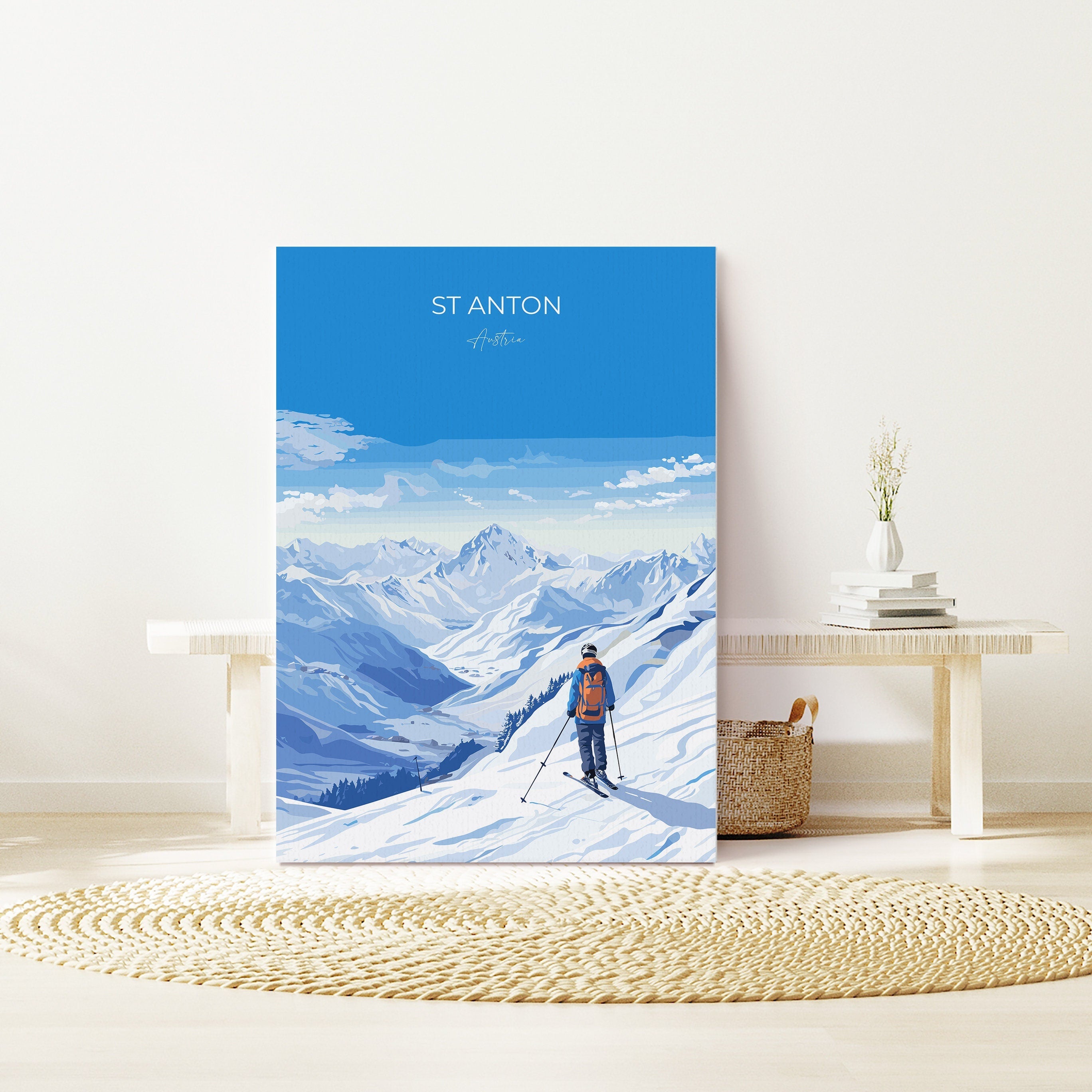 St Anton Wall Art Travel Poster, Travel Print of St Anton, Ski Poster, St Anton Art Lovers Gift, Austria Ski Art Travel Gift NQ Media Designs