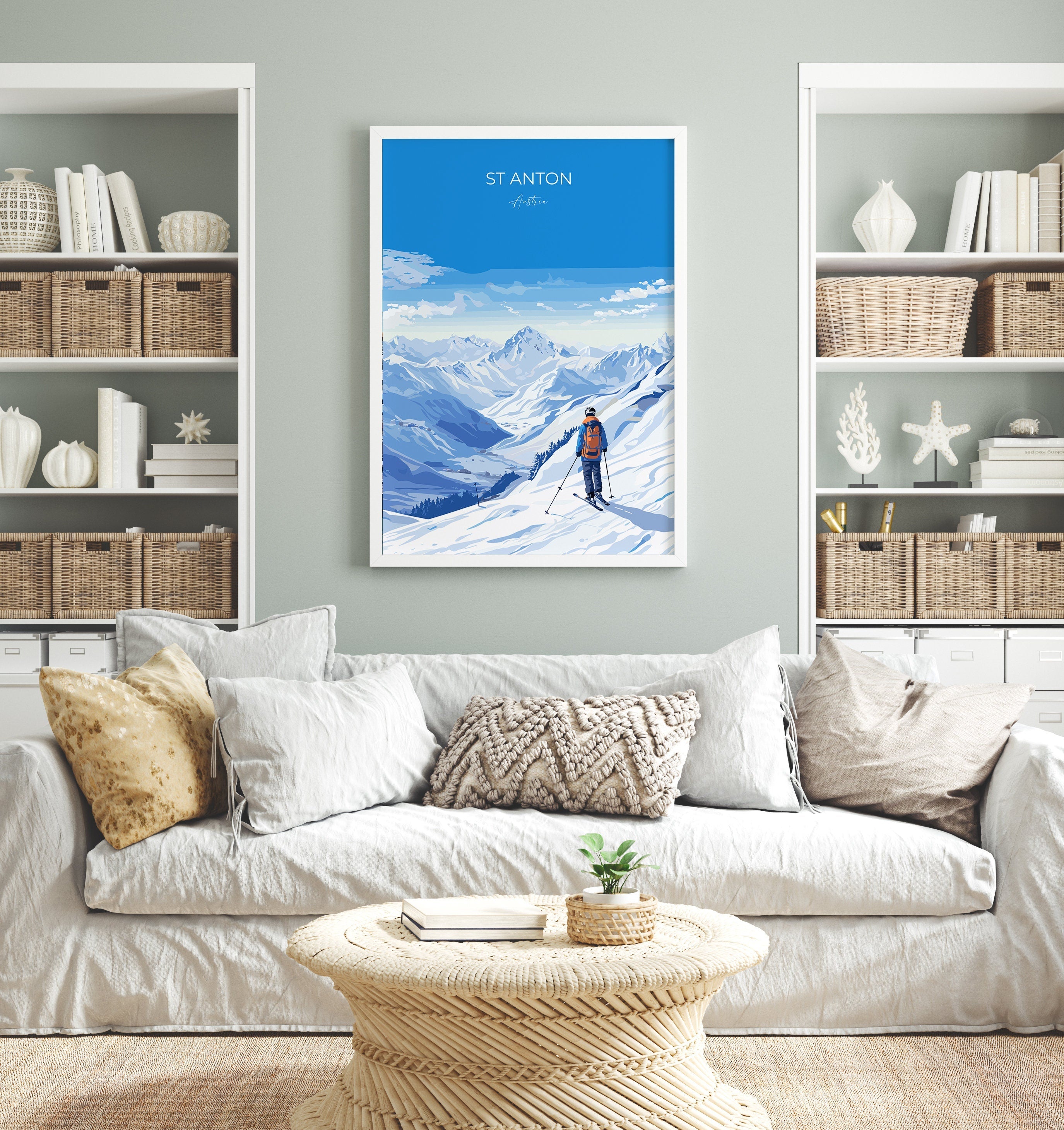 St Anton Wall Art Travel Poster, Travel Print of St Anton, Ski Poster, St Anton Art Lovers Gift, Austria Ski Art Travel Gift NQ Media Designs