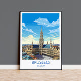 Brussels Wall Art Travel Poster, Travel Print of Brussels , Belgium Poster, Brussels Art Gift, Belgian Art Lovers Travel Gift NQ Media Designs