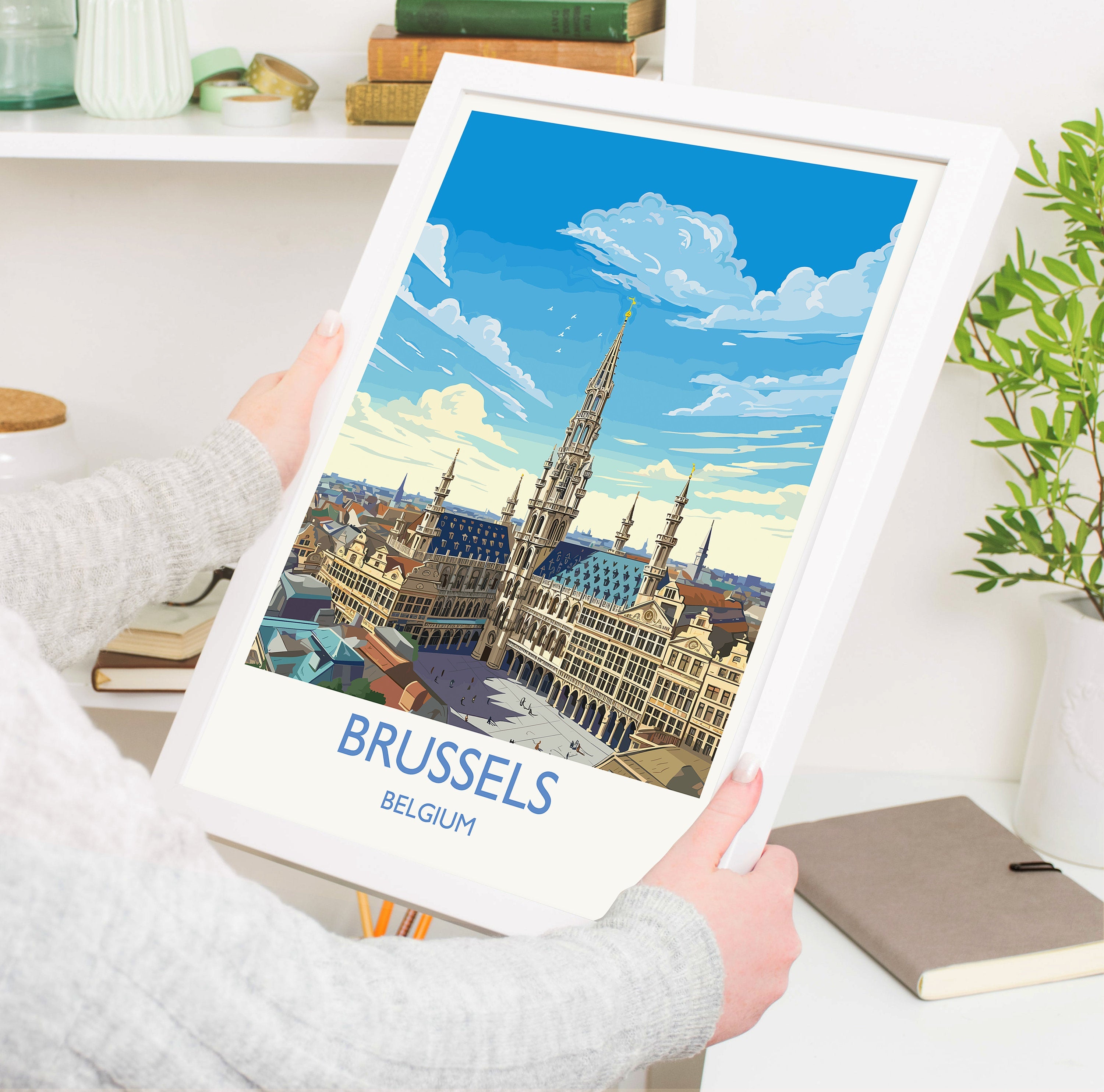 Brussels Wall Art Travel Poster, Travel Print of Brussels , Belgium Poster, Brussels Art Gift, Belgian Art Lovers Travel Gift NQ Media Designs